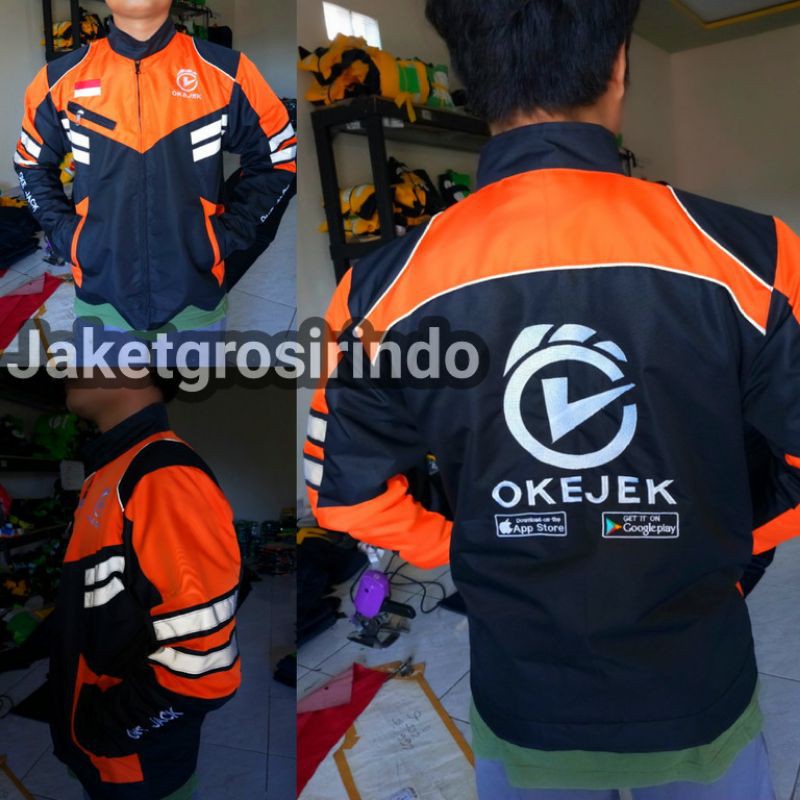Jaket okejek motor touring logo baru