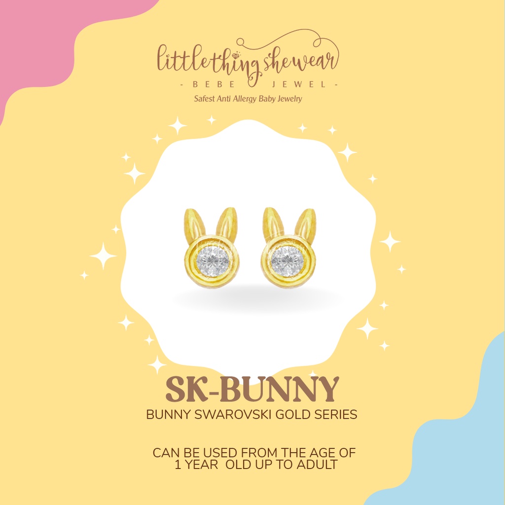 Anting Anak Littlethingshewear Bunny Swarovski Gold Toddler SK-BUNNY 0,5gr