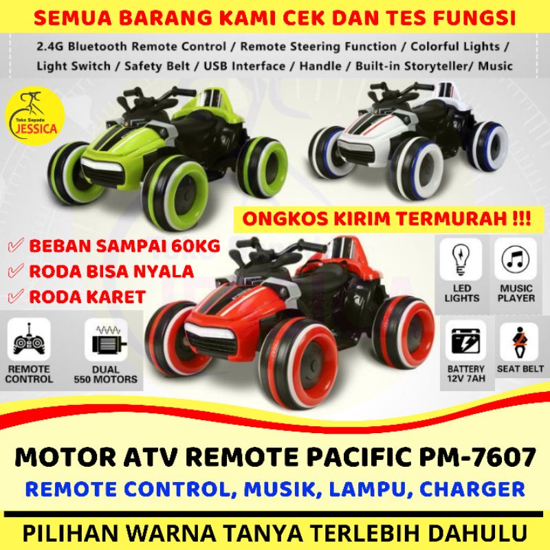 Mainan Anak Dewasa Mobil Motor Aki Remote Control ATV Pacific PM 7607