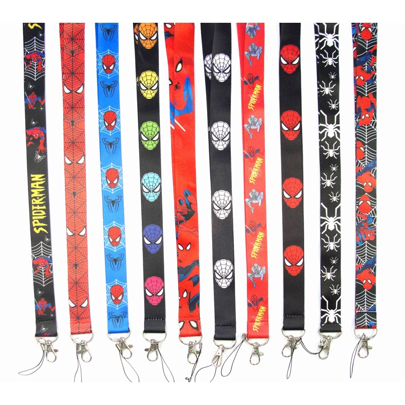 Tali Lanyard Motif Spiderman Anti Hilang Untuk Handphone / Kamera / Gantungan Kunci / Kartu ID