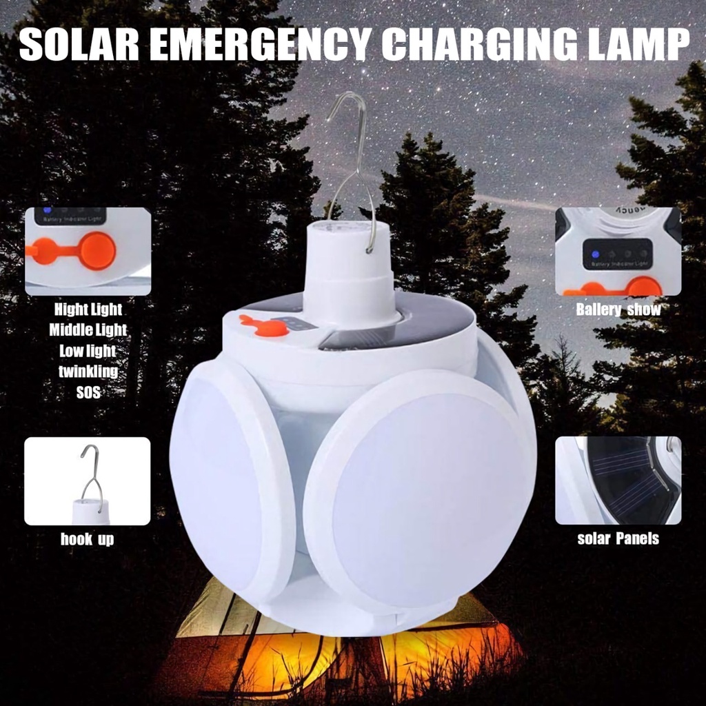 Lampu Solar Emergency LED Lipat Gantung Dragon 5 Sisi Gantung Rechargeable CHARGING LAMP SL-2029 UNIK FOOT BALL