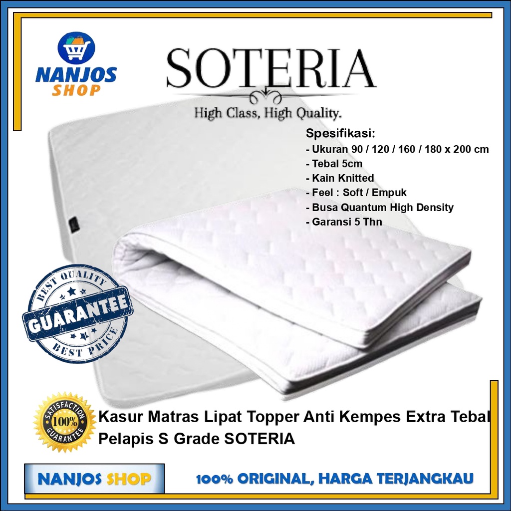 Kasur Matras Lipat Topper Anti Kempes Extra Tebal Pelapis S Grade SOTERIA