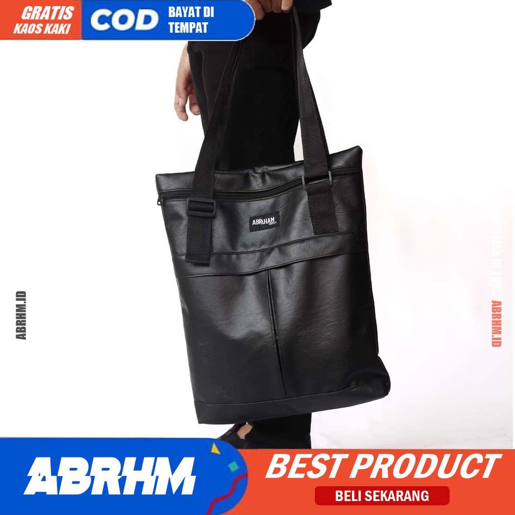 ABRAHAM Tote Bag Kanvas Pria / Wanita Trendy Camera Besar Pakai Resleting pria