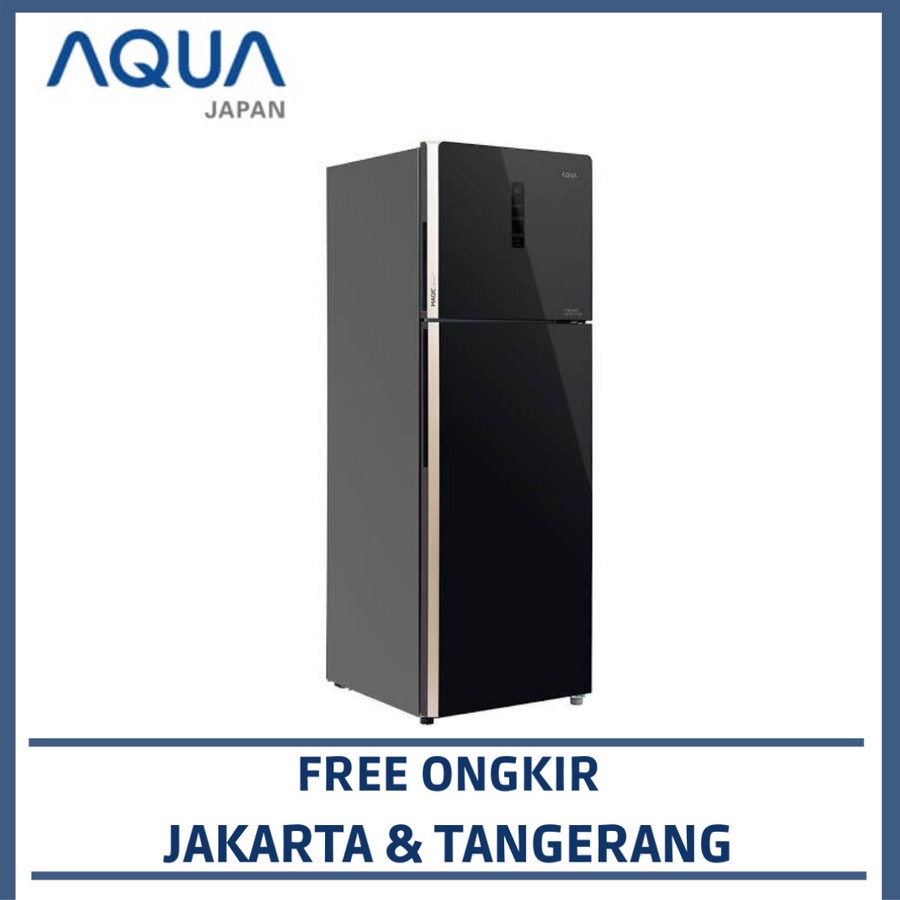 AQUA AQR-405IG BLACK KULKAS 2 PINTU AQUA 312 L GLASS DOOR HITAM