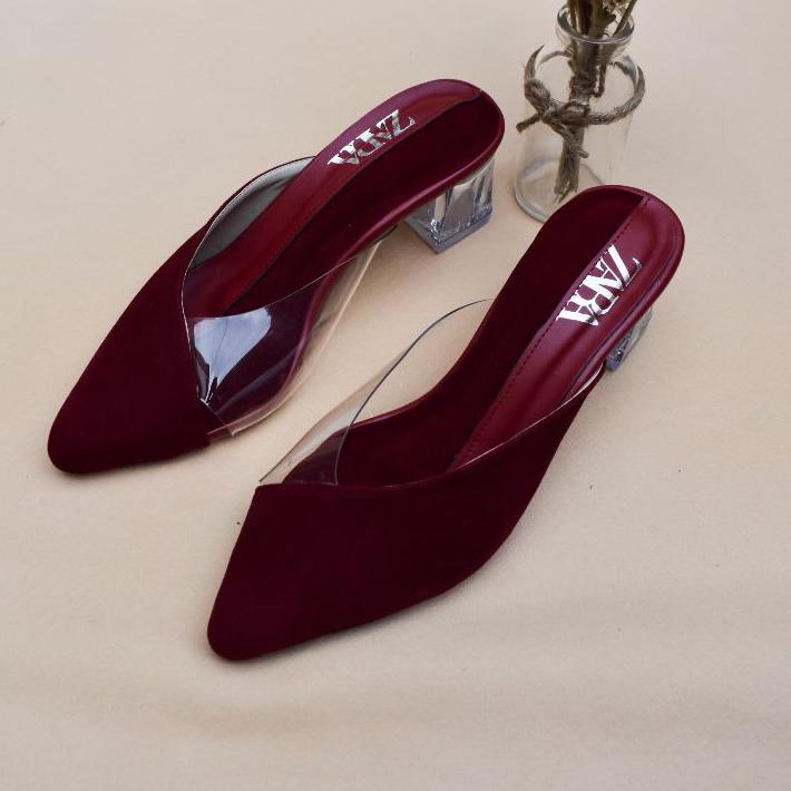 ♥ sendal zara || sendal slop || sendal zara hak kaca .,,