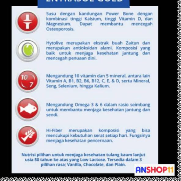 

GROSIR Susu Entrasol Gold 370gr Plain Original / Vanilla Susu Nutrisi Murah 350gr