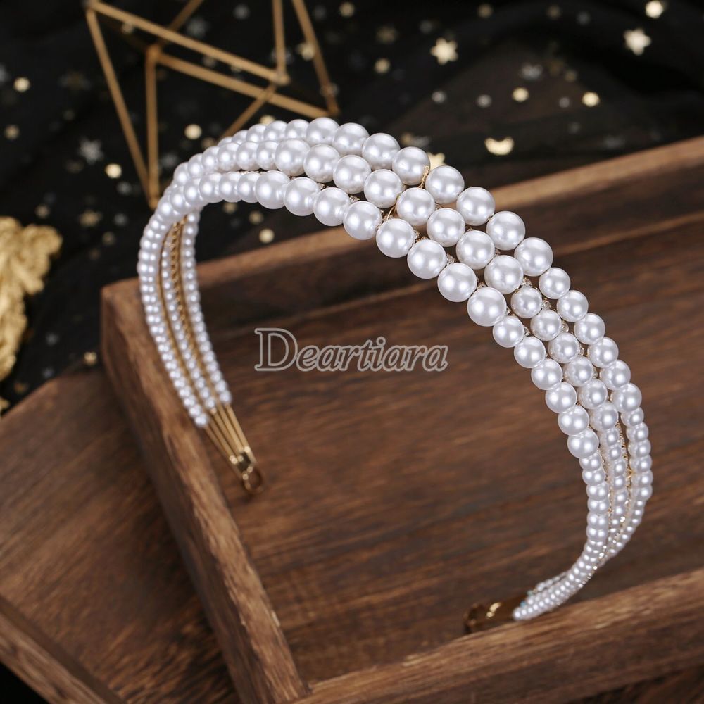 Bruids Haar Sieraden Goud Zilver Kleur Tiara Kronen Parel Crystal Hoofdbanden Haarbanden Vrouwen Bruid Hoofdtooi Bruiloft Accessoires