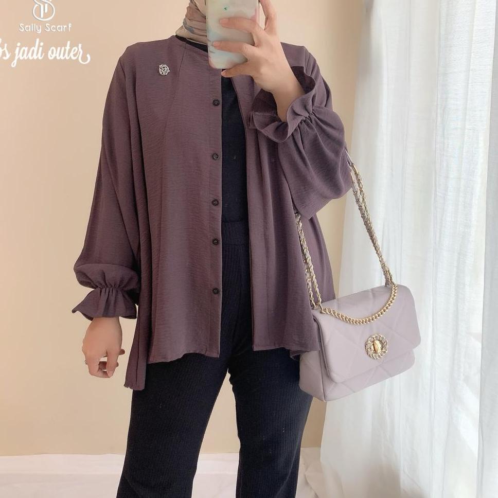 Anona crinkle airflow blouse wanita busui full kancing / oversized [PAB.10Jn22в]