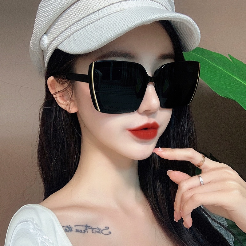 COD INS Fashion Oversized Square Kacamata Hitam Wanita Kaca Mata Fashion  Sunglasses
