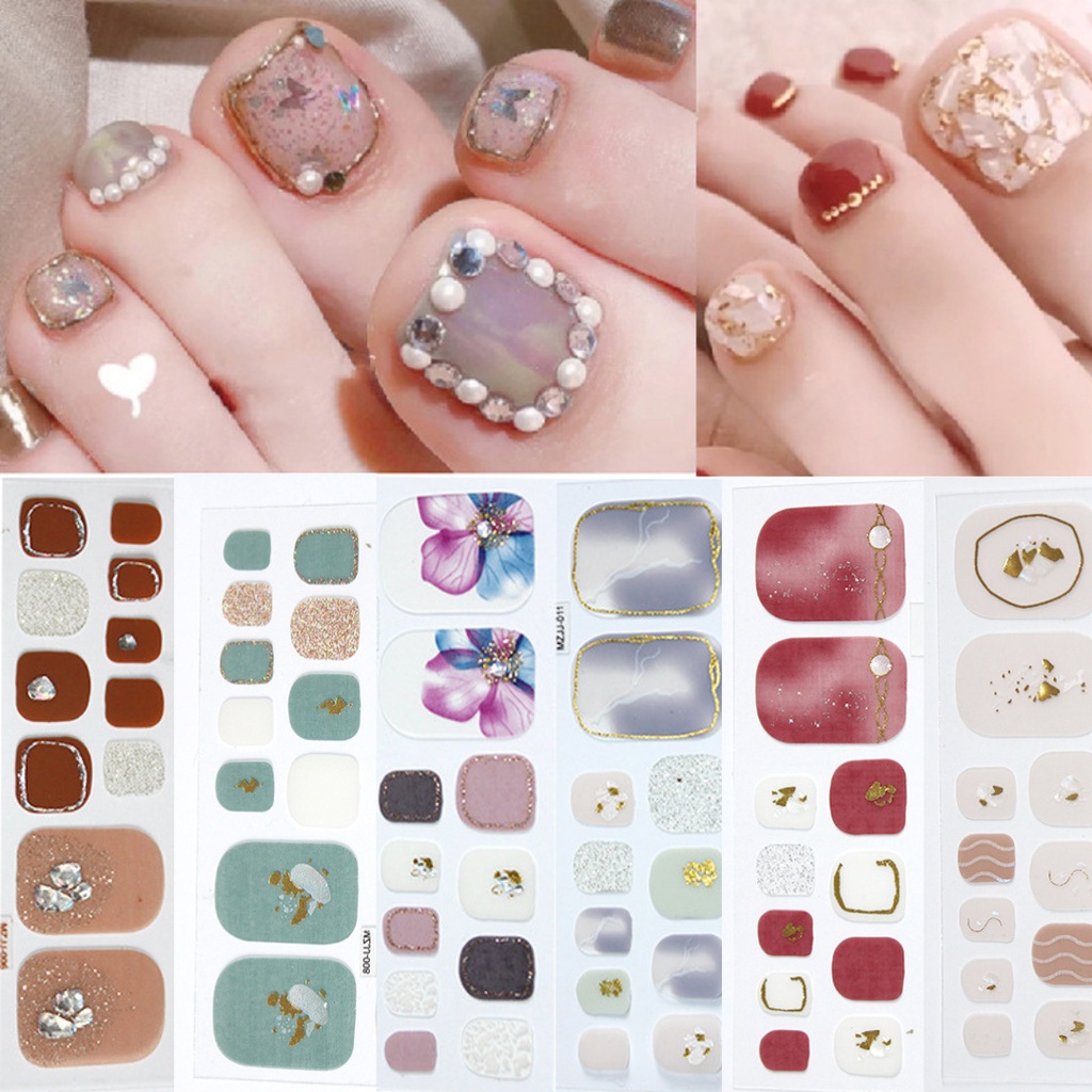 Stiker Kuku Kaki MZJJ | Toe Nail Sticker 22PCS High End Motif 3D