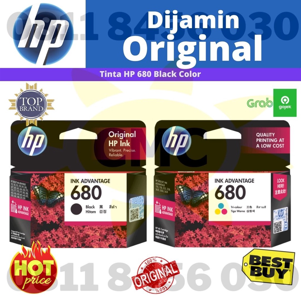 Paket TINTA HP 680 BLACK &amp; COLOUR ORIGINAL