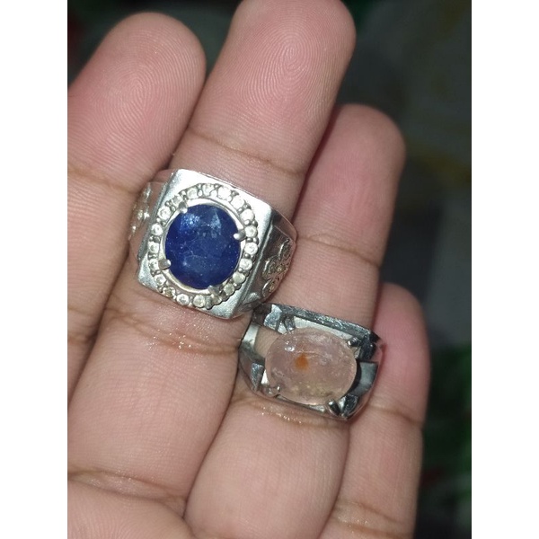 cincin permata blue safir dan safir pinkish orange