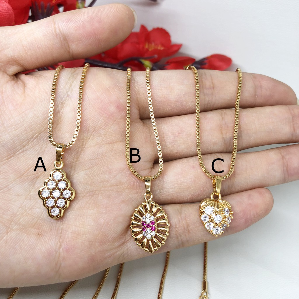 Kalung Xuping Liontin Batu Cubic Zirconia Lapis Emas - BN146