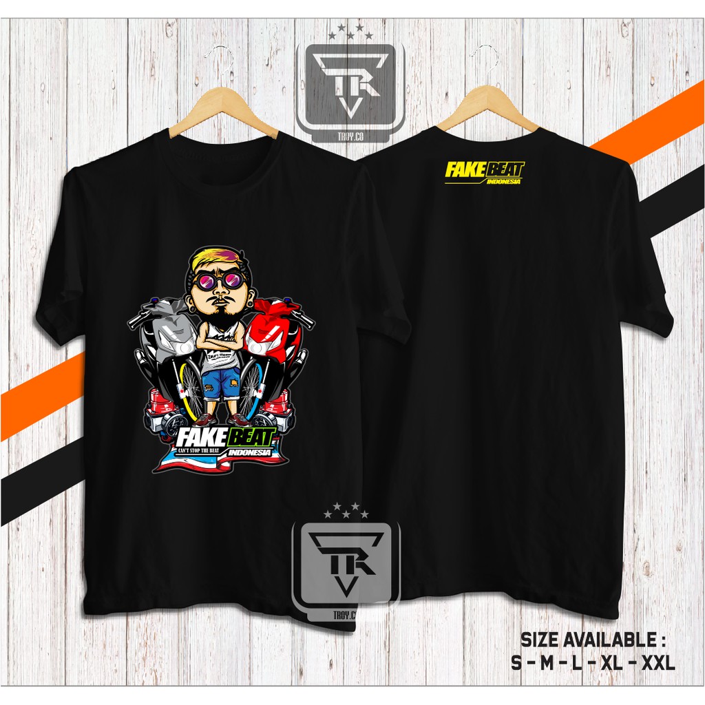 Kaos Baju Motor Fake Honda Beat Indonesia Versi Beat Karbu Rock N Roll Kaos Otomotif -Troy.co