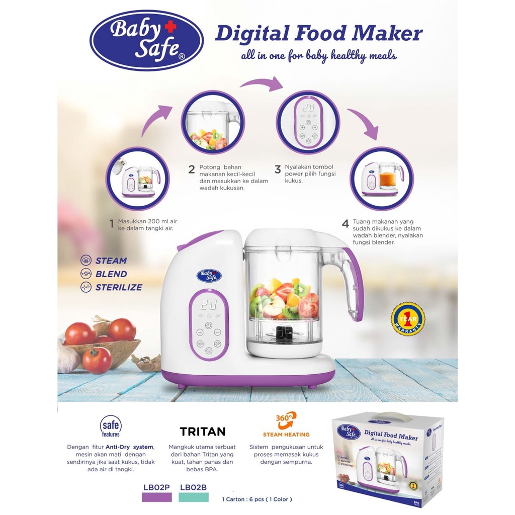 Babysafe LB02 Food Maker Digital / Baby Safe Food Maker 7in1