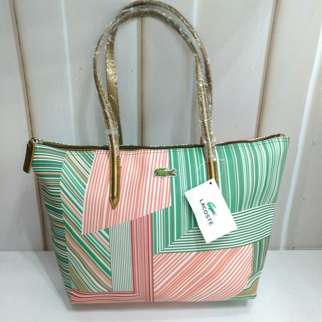 PROMO tas/totebag lacoste horizontal motif garis 1263 TERMURAH