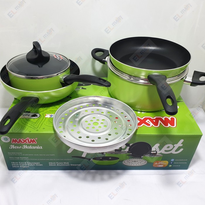 Panci Set MAXIM Halania 7pc wajan frypan wok pan penggorengan saucepan 7 pc