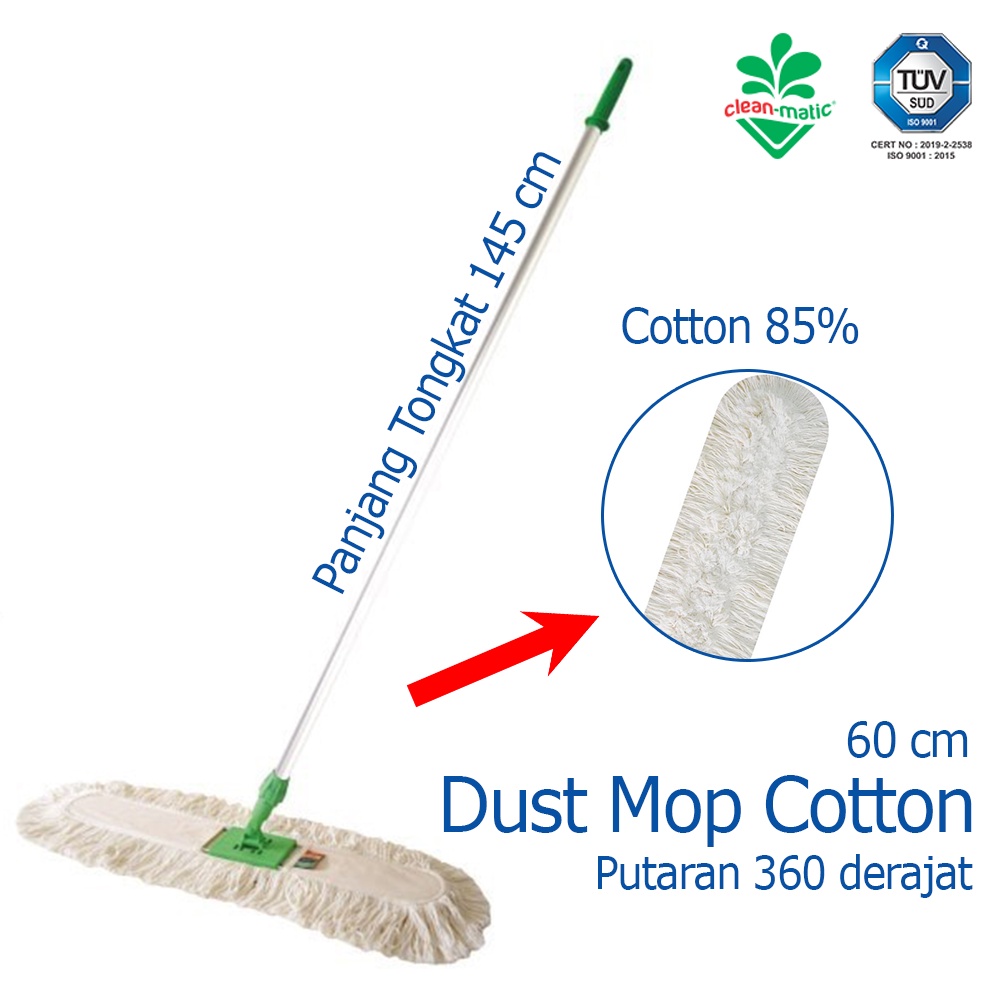 Pendorong Debu Dust Mop Cotton 60 cm Kain Pel Cotton Cleanmatic 211449