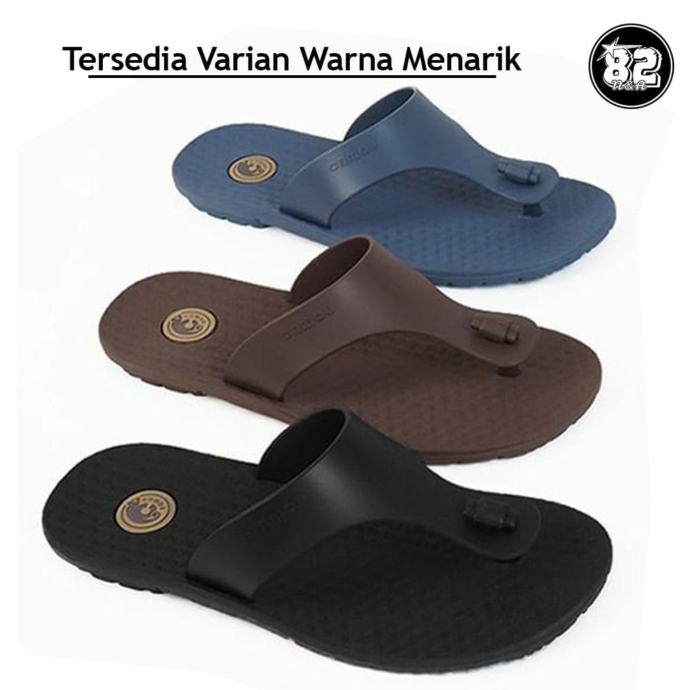 Camou Sendal Sandal Jepit Pria Bahan Full Karet Tebal Dan Ringan Anti Licin Original Theo - Coklat