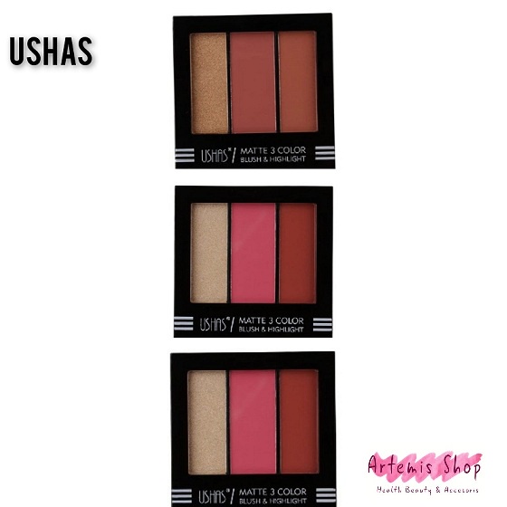 Ushas Matte 3 Color Blush &amp; Highlight 4,2gr / Blush On / Highlight 3 Warna