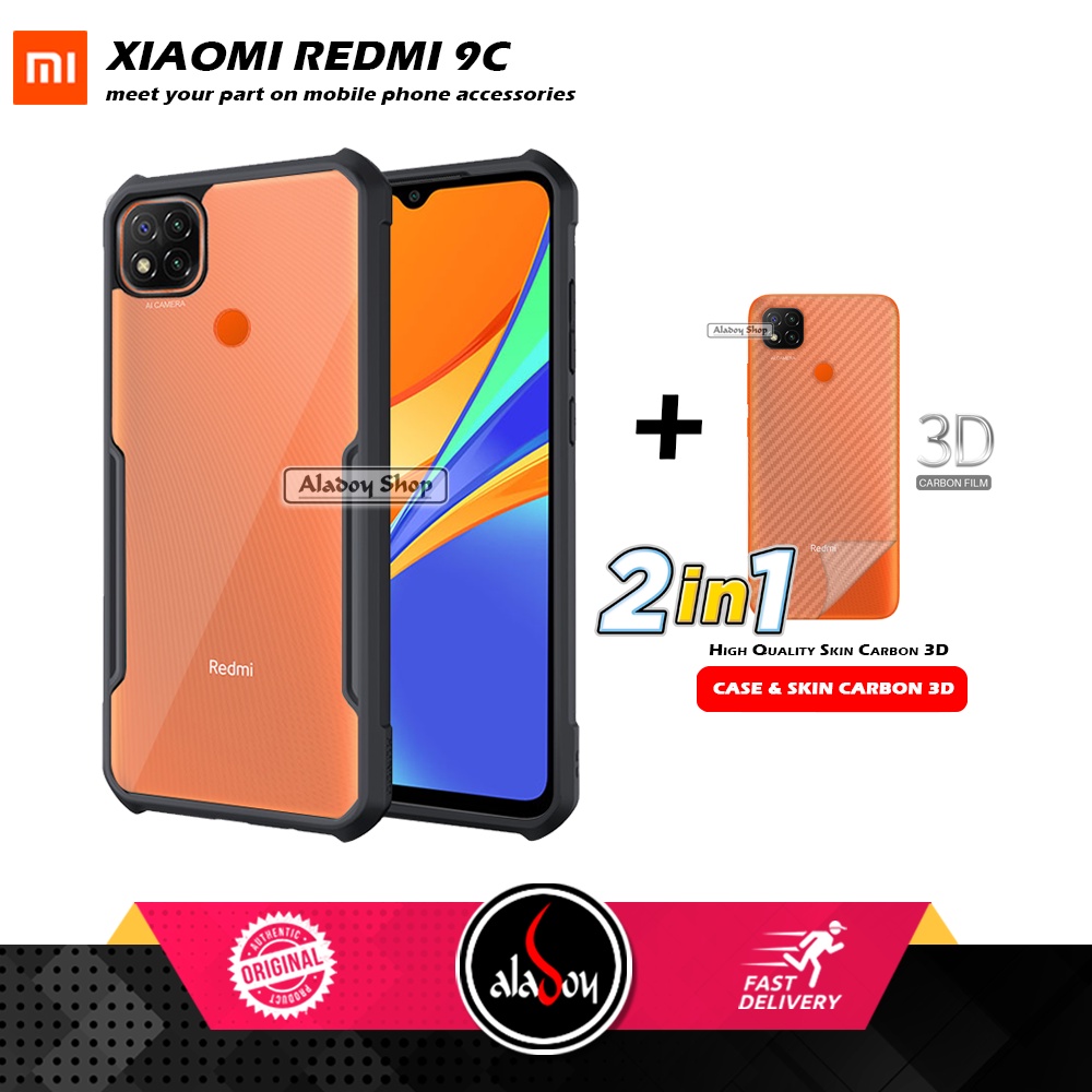 Case XIAOMI REDMI 9C Armor Fusion Transparent Casing Free Skin Carbon 3D