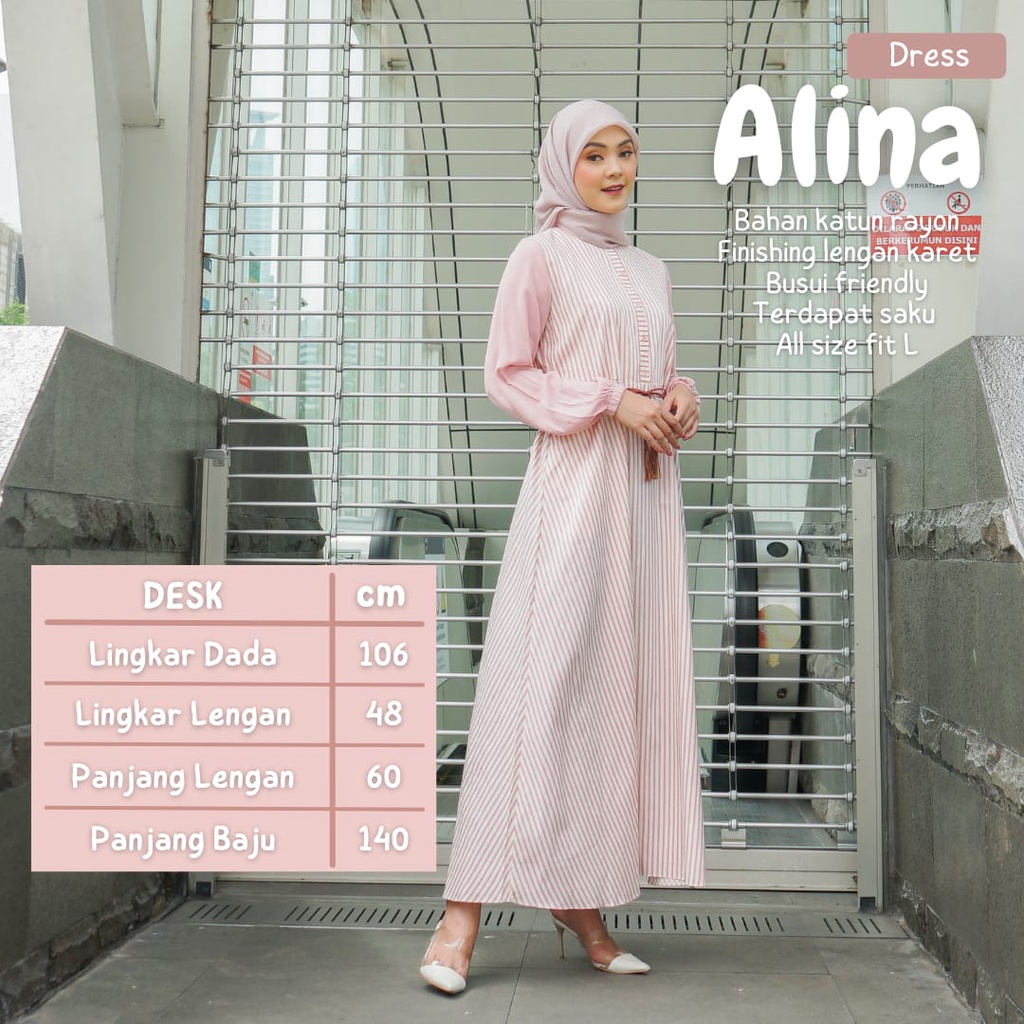 NEW!! Gamis Dewasa Jumbo/Homey Dress ALINA/Gamis Muslimah Motif Salur/Bahan Katun Jepang Premium mix Rayon