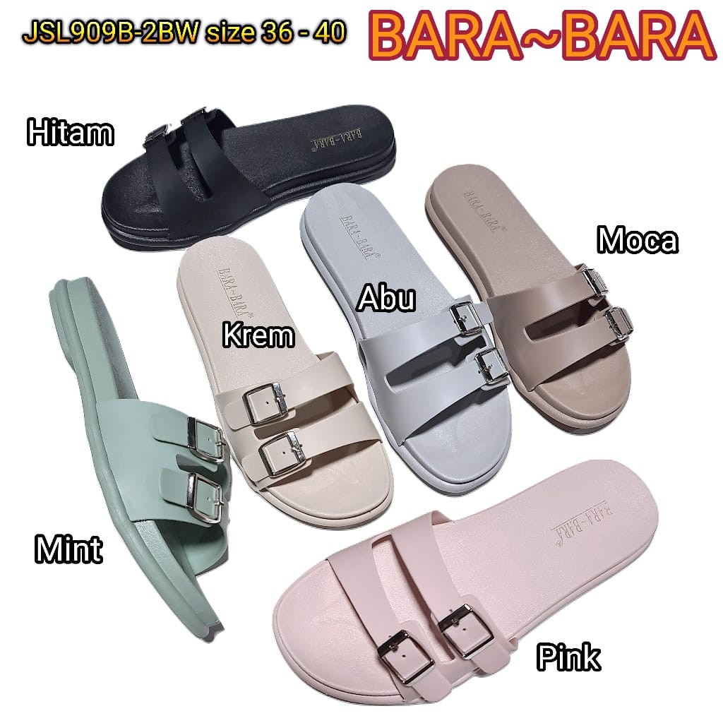 sandal jelly bara bara import sendal wanita karet barabara cewek JSL909B-2BW