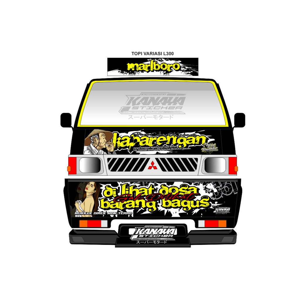 SATU PAKET / STICKER KABIN DEPAN PINTU BELAKANG TOPI VARIASI L300 CUSTOM - KANAYASTICKER