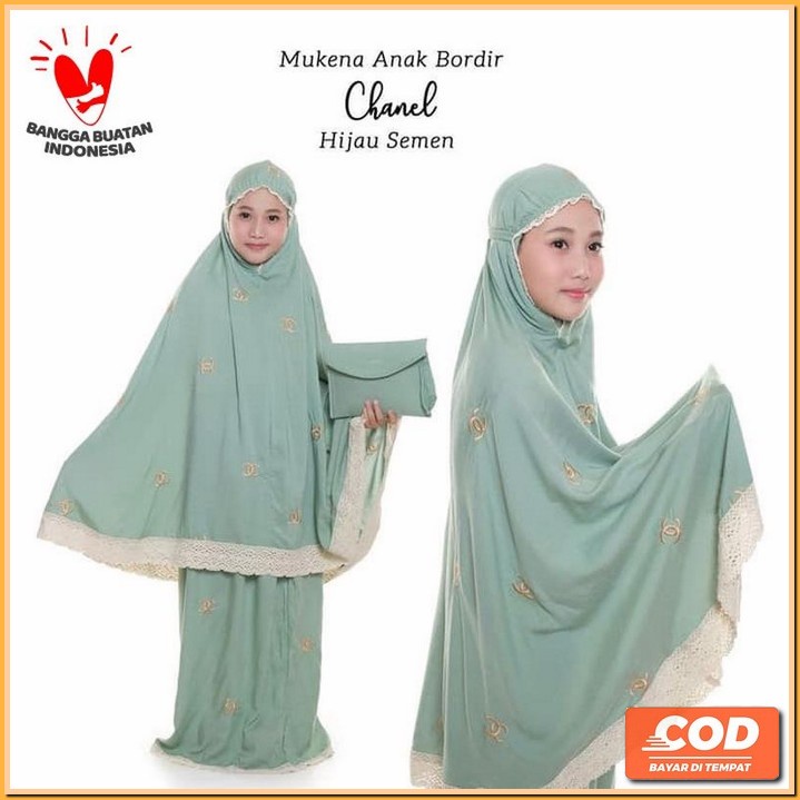 Mukena Anak Polkadot 2022 Mewah Premium Silk Terbaru R6U4 Bordir Motif Mukena Set Parasut Polos Nyam