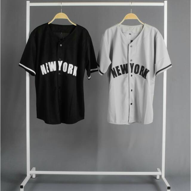 COD BAJU JERSEY BASEBALL PRIA WANITA NEW YORK HITAM ABU TERBARU MURAH