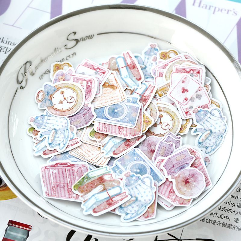 [MILOLI] 70Pcs ROMANTIC STICKER & FROST SEAL Sticker Décor Jurnal Stiker Hias Diary Scrapbook -B0316-5