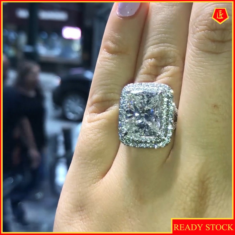 [Ready Stock]Fashion New Exaggerated Square Diamond Ring