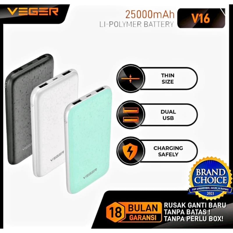 POWER BANK VEGER 25.000mAh Slim