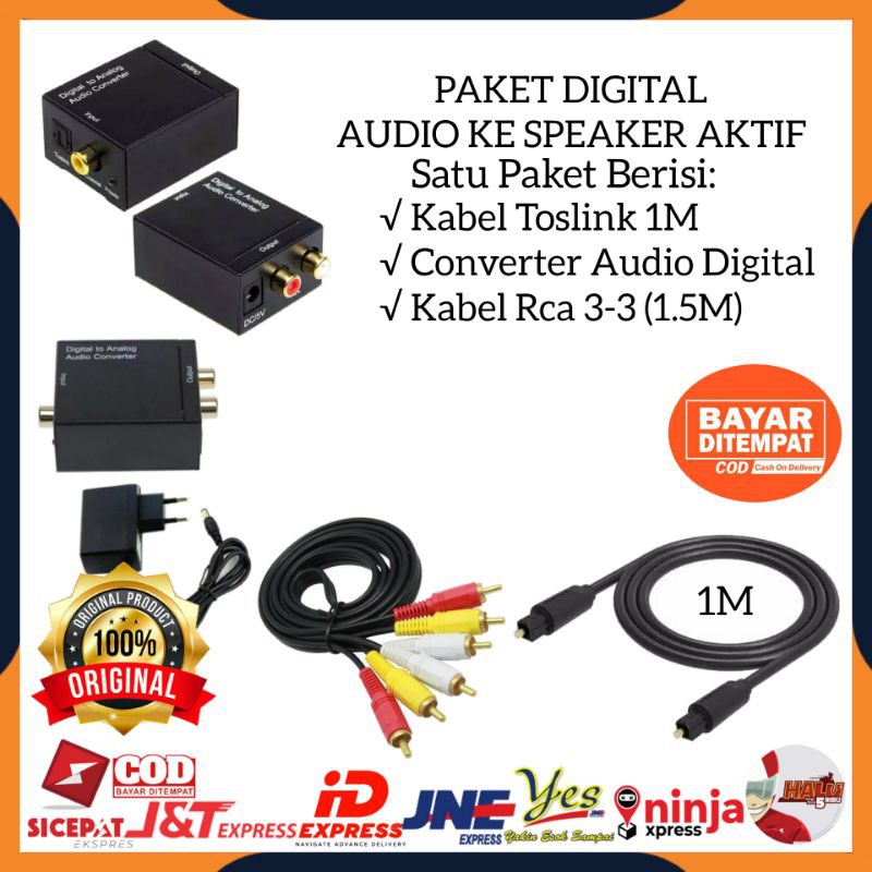 [COD] PAKET SUPER LENGKAP CONVERTER AUDIO DARI TV KE SPEAKER AKTIF / KONVERTER DIGITAL TO ANALOG AUDIO CONVERTER OPTICAL/COAXIAL TO ANALOG RCA + KABEL OPTIK TOSLINK VENTION AUDIO 1 METER + KABEL RCA 3 KE 3 ORIGINAL