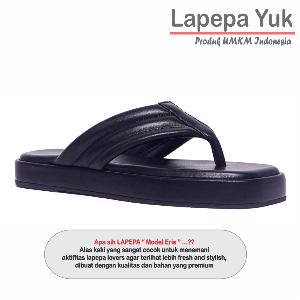 LAPEPA YUK - Sandal Wanita Jepit Wedges ERIE ALL COLOR Sendal Japit Platform Perempuan Empuk Warna Hitam Sandals Cewe Capit Tinggi 3 cm  Size 36 37 38 39 40 Untuk Rumahan Santai Premium Selop Wejes Kekinian Terbaru Shoes Ori Original Mall Official Store