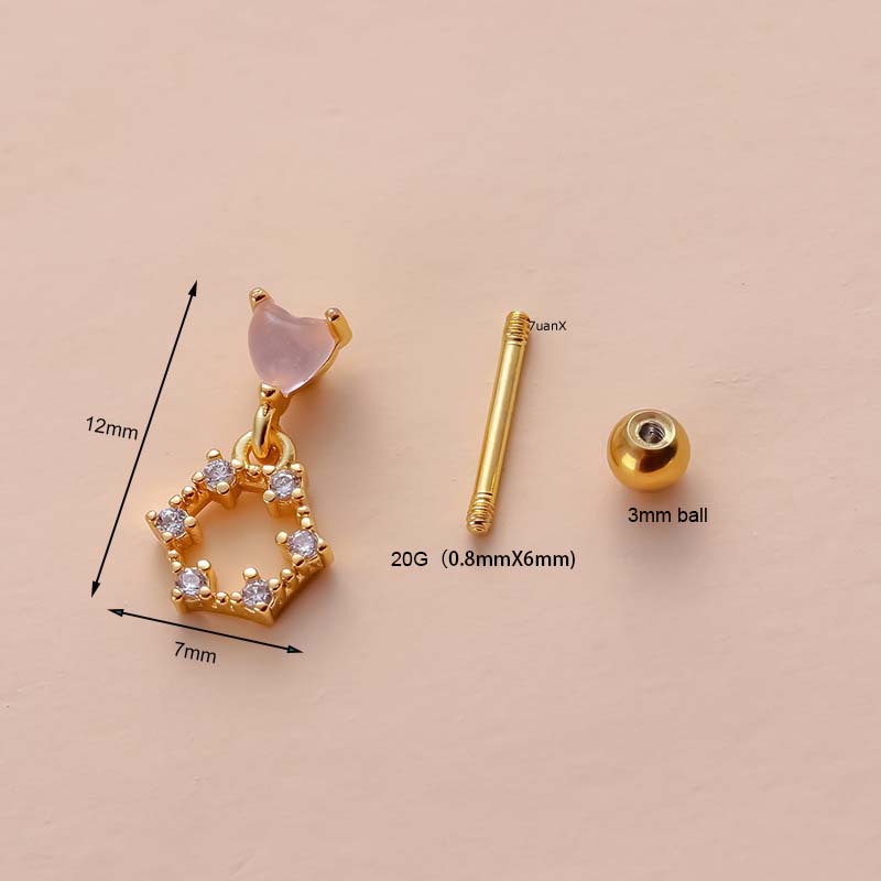 1pc Anting Stud Tindik Hypoallergenic Bahan Stainless Steel Ukuran 20Gauge Untuk Wanita