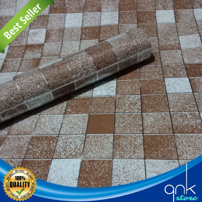 Wallpaper Dinding Dapur Motif Keramik 60cm x 5m Keramik Coklat Wallpaper Sticker Wallstiker Wallpaper Sticker Wallsticker Motif Keramik Coklat