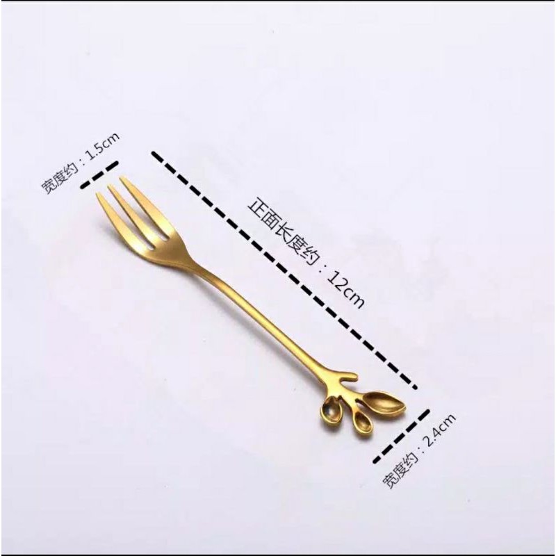 READY! Sendok Garpu Korea / Gold Silver Bentuk Daun / Tea Spoon Gold Daun / Sendok Dessert/ Souvenir