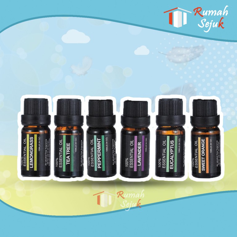 RS - 6 in 1 Aromaterapi Pure 100% Murni &amp; Alami Air Fragrance Essensial Pengharum Pewangi Esensial Esential Oil Aromatheraphy Ruangan RS-21 10ml Defuser Humidifer Minyak Humadifier Humudifier Humdifier Difusser Essential TSLM1 TSLM2 RH-17 Kamar Taffware