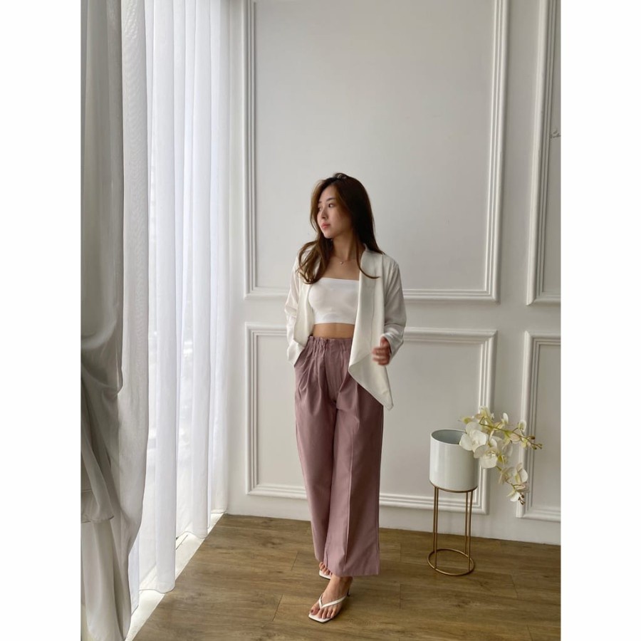 celana panjang highwaist wanita Luna Culotte Pants High waist A006