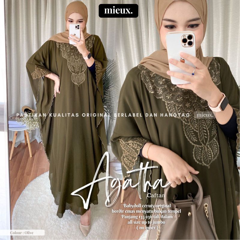 AGATHA KAFTAN kaftan bordir original mieux isyana mieux kaftan kondangan kaftan lebaran