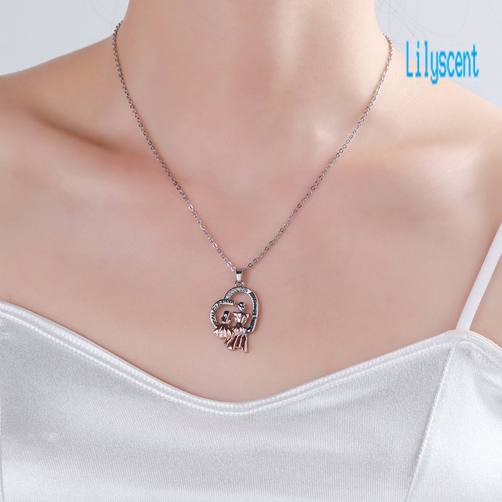 Kalung Rantai Liontin Hati Berlian Imitasi Adjustable Untuk Hadiah Hari Ibu