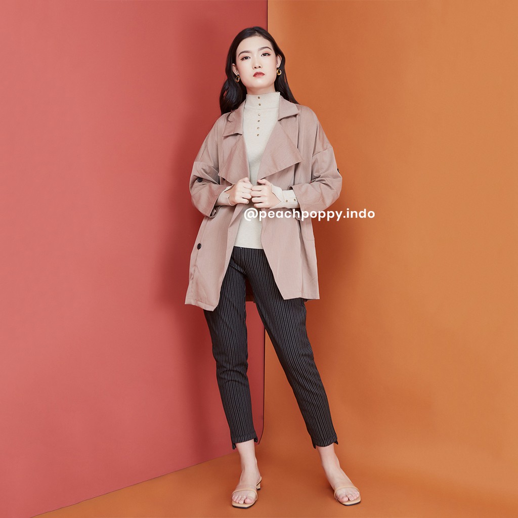 Peach Poppy London Outer - Outerwear Wanita Parka Blazer Lengan Panjang