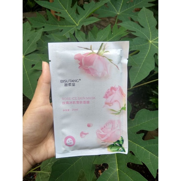 Masker sheet Mask BISUTANG Rose Ice Skin | Masker Wajah | Face mask