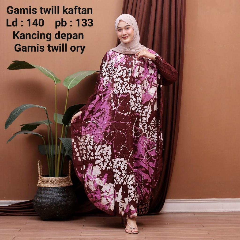 GAMIS TWILL KAFTAN SUPER JUMBO LD 144 PB 130 KANCING DEPAN BAHAN TWILL ORY BERKUALITAS.