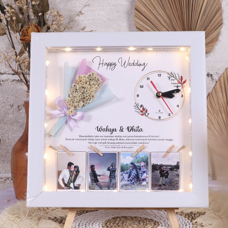 iNstansday- 25x25cm Jam lampu tumblr LED scrap box bingkai frame foto popup 3D hadiah kado gift