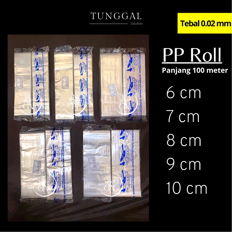 Plastik PP Roll Cap Jet - panjang 100 meter, tebal 0.02 mm : plastik gilap untuk snack goreng ; plas