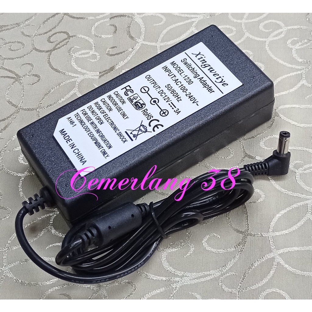 Adaptor CCTV / Hiviksion / LED Strip Dvr 12V 3A ADAPTOR POWER SUPPLY 12 V AC TO DC 3 A