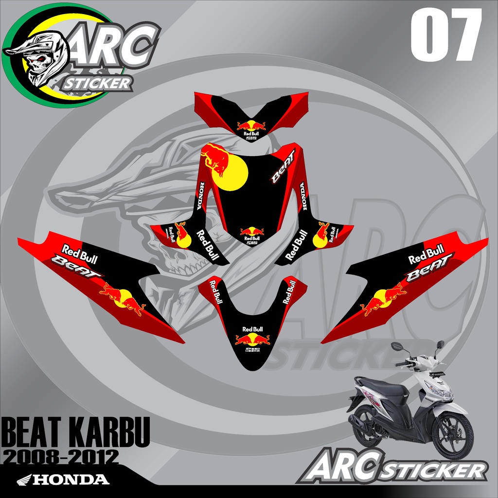 decal stiker fullbody motor honda beat karbu 2008 2009 2010 2011 2012 variasi sticker ts 07 red bull