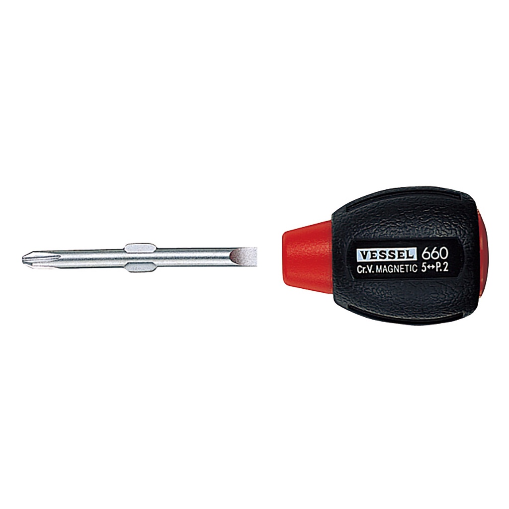 Cushion Grip Screwdriver Stubby Type - Obeng Vessel 660 Slotted 5-PH2